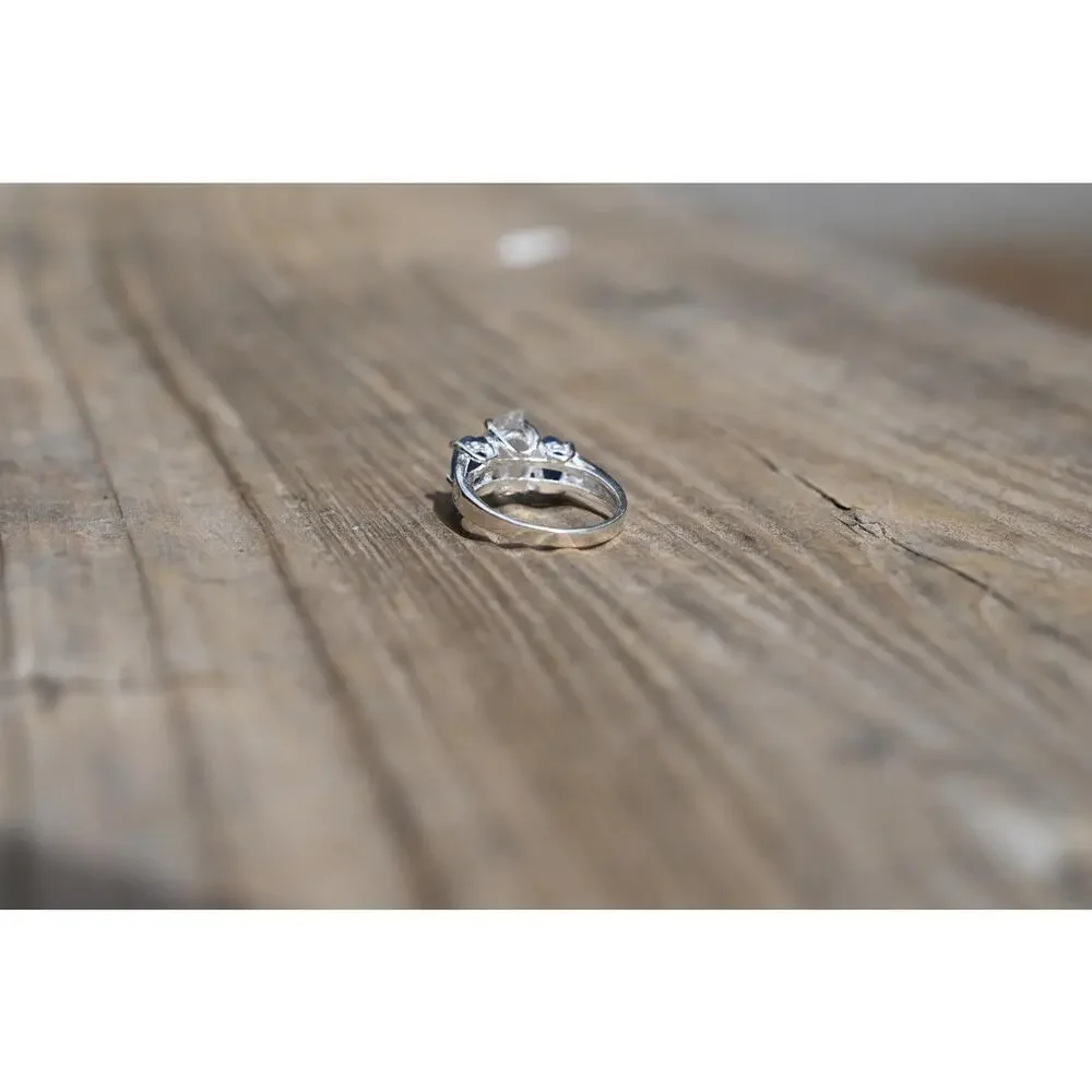 Engagement ring Burmese sapphire and Lake County diamond sterling silver